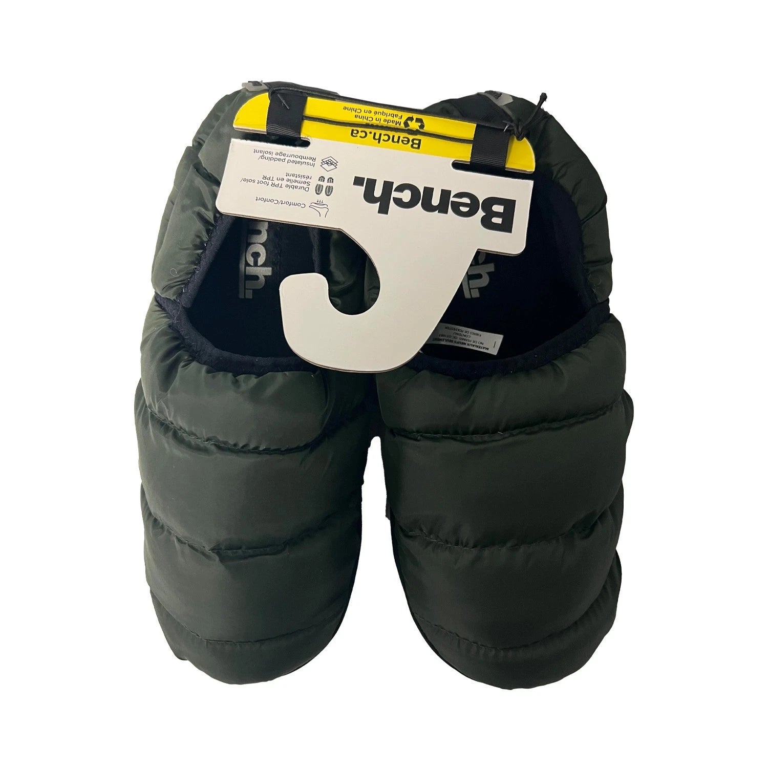 Bench Men's Dark Olive Puffer Slippers with Rubber Sole FiberFill (S02)
