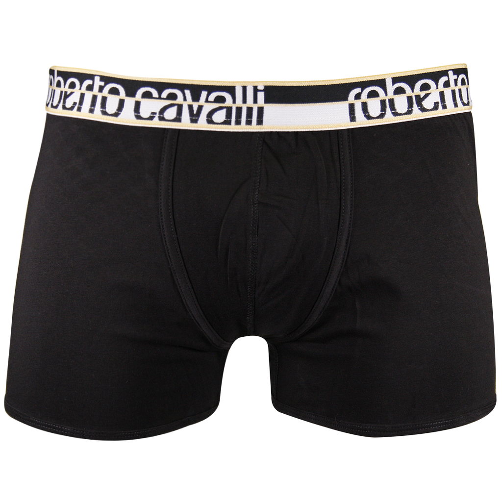Roberto Cavalli Men's Single Pack Black Stretch Boxer Briefs