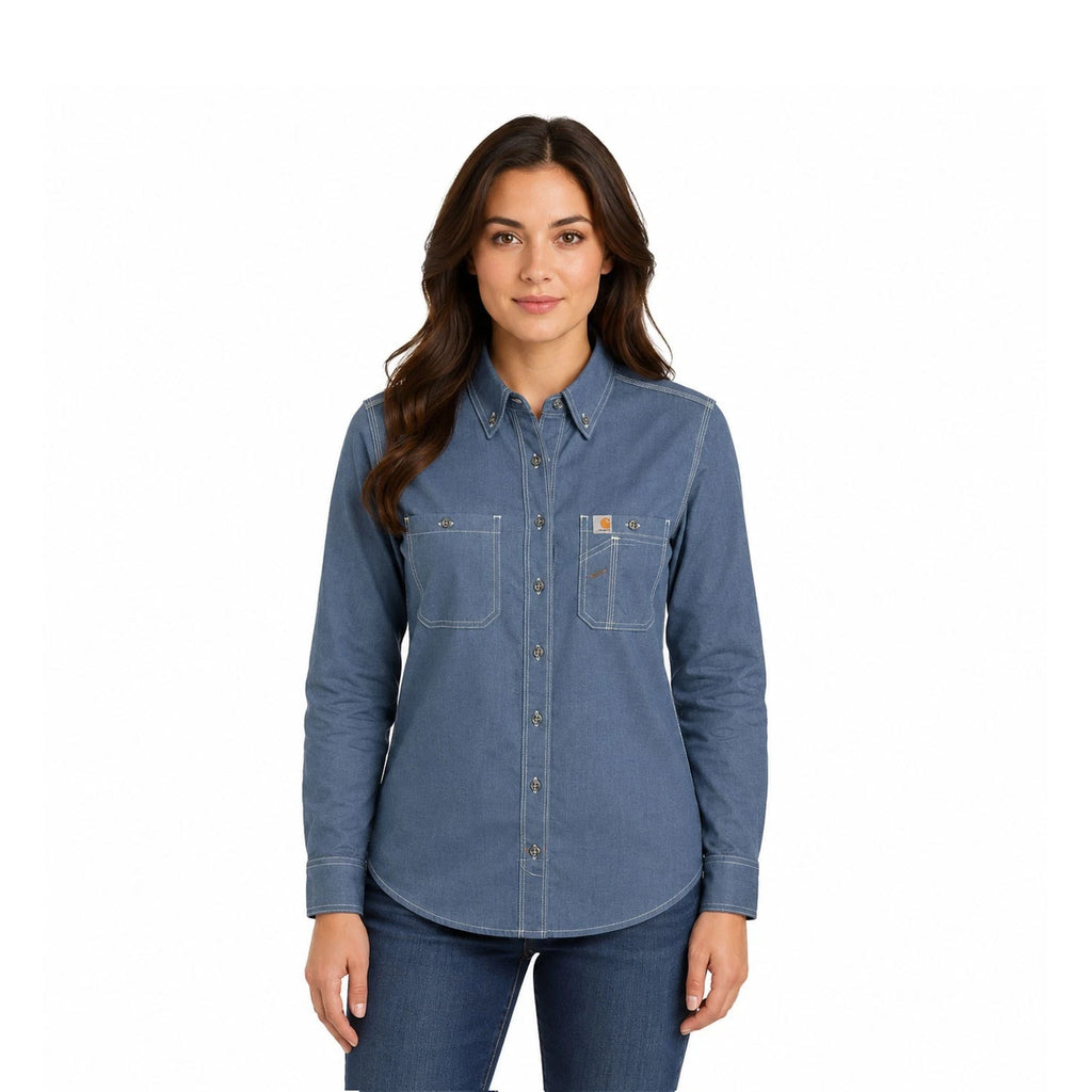Carhartt FR Women's Steel Blue Shirt Flame Resistant Long Sleeve (S01)