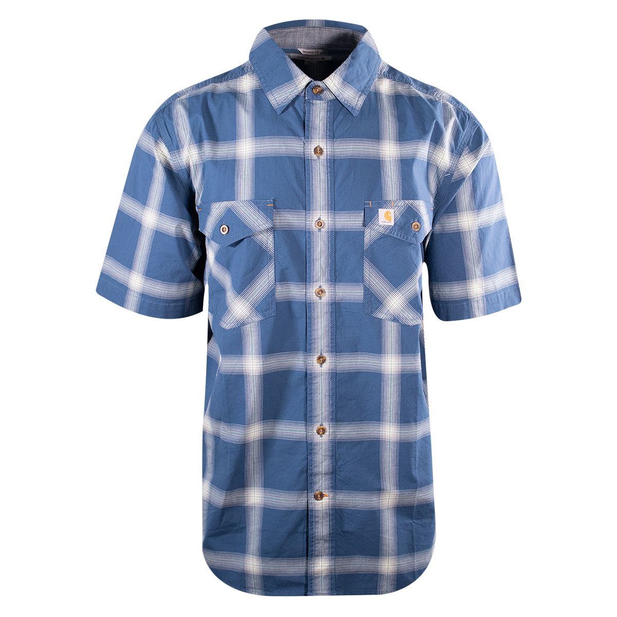 Carhartt Men's Blue Grey Plaid Lightweight S/S Woven Shirt (S10)
