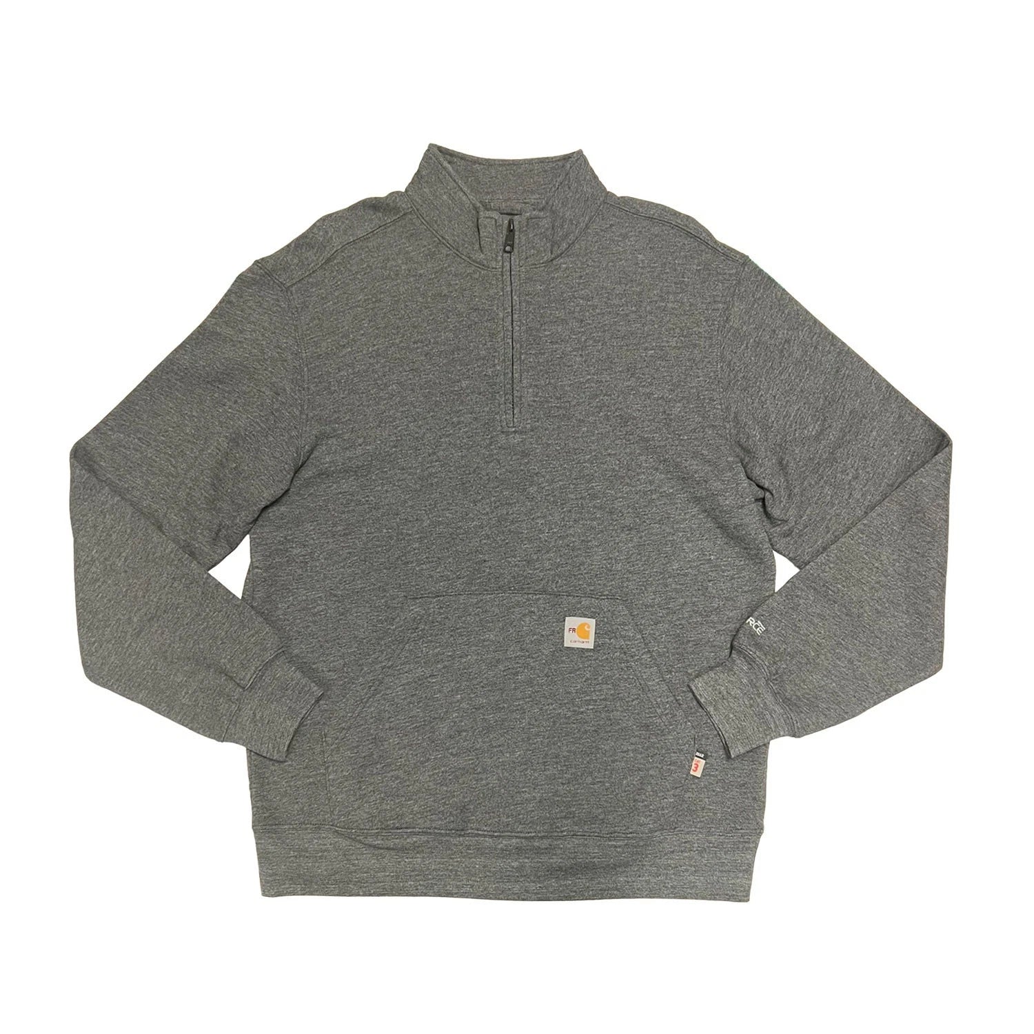 Carhart FR Men′s Granite Heather Sweatshirt Quarter Zip Mock Neck (S52)