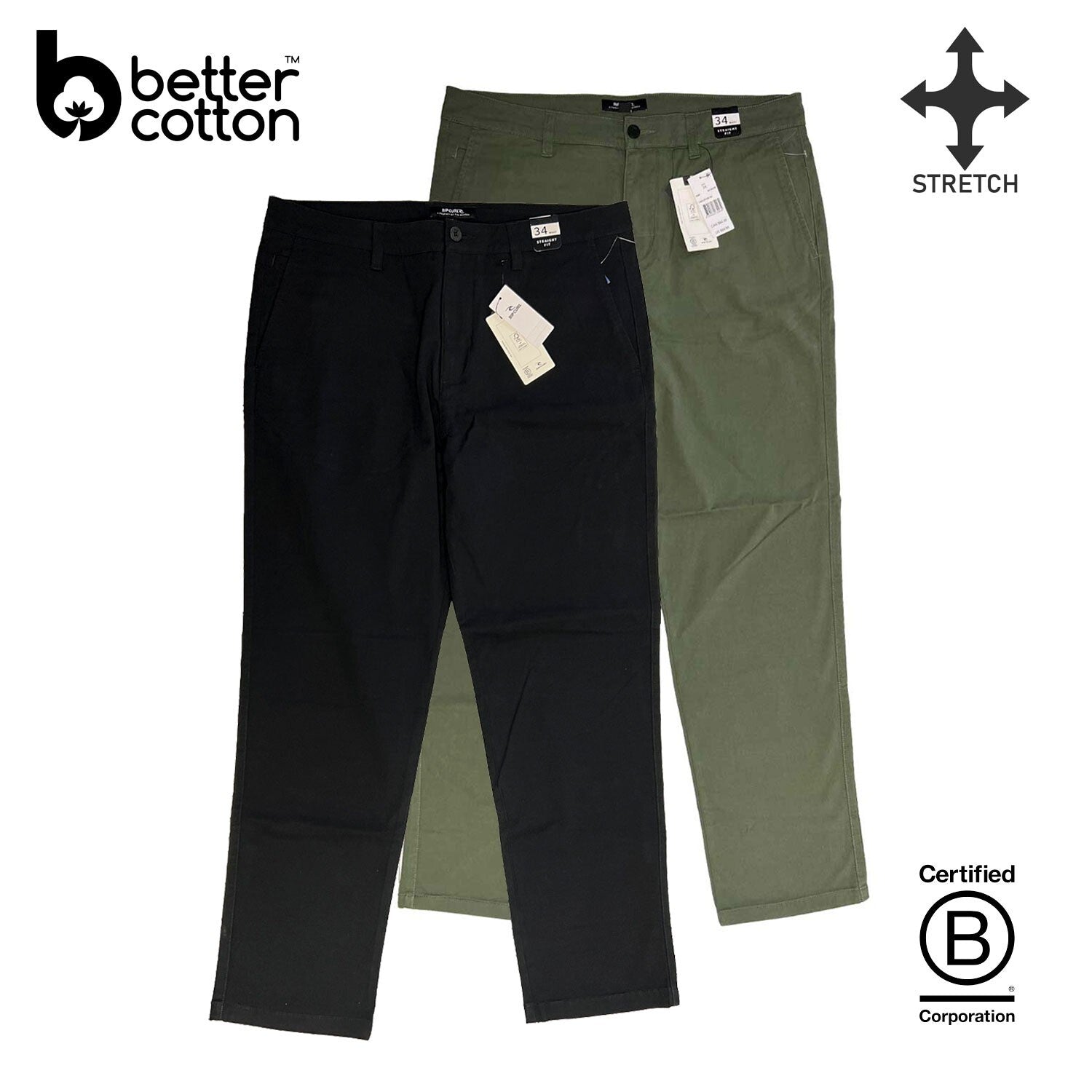 Rip Curl Men's Black - Dark Olive Pant Classic Surf Chino Stretch (S01), (S02)