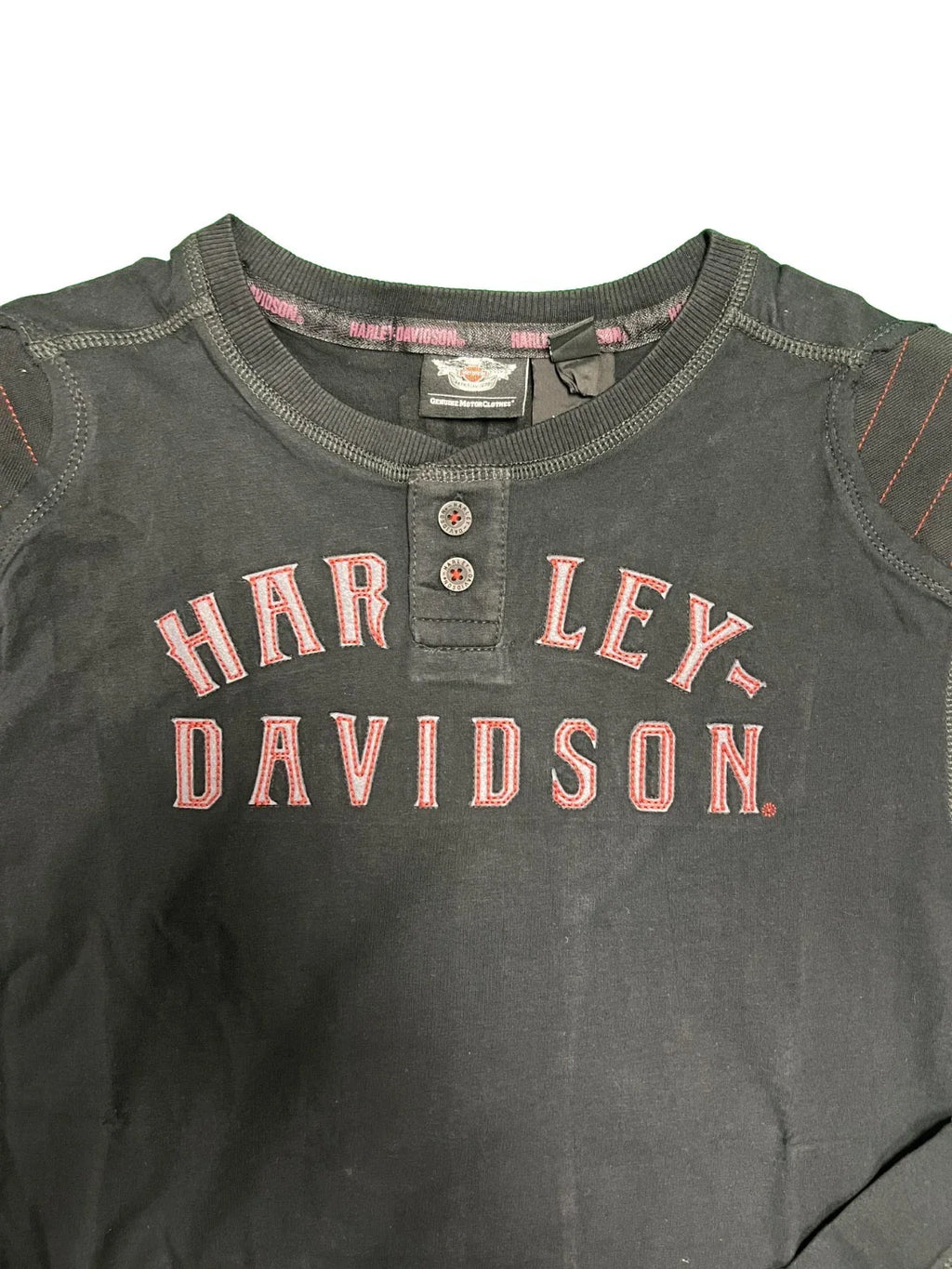 HD Branded Men's Black Shirt Reinforced Ribbed Paneling L/S Tee (S108)