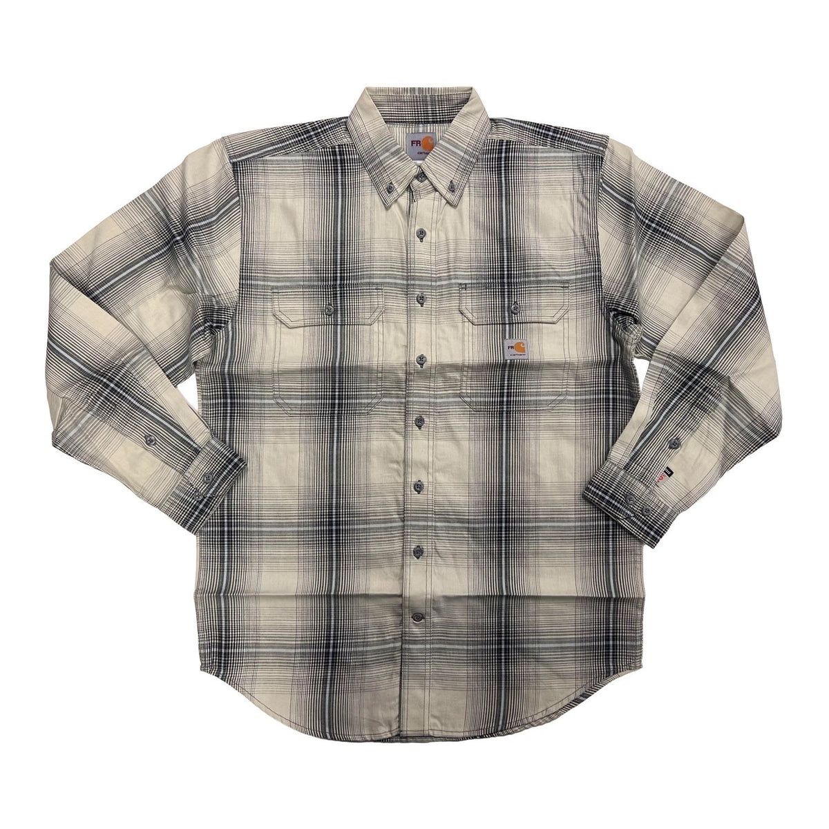 Carhartt FR Men's Light Grey Plaid Shirt -Rugged Flex Work Wear L/S CAT 2 (S372)