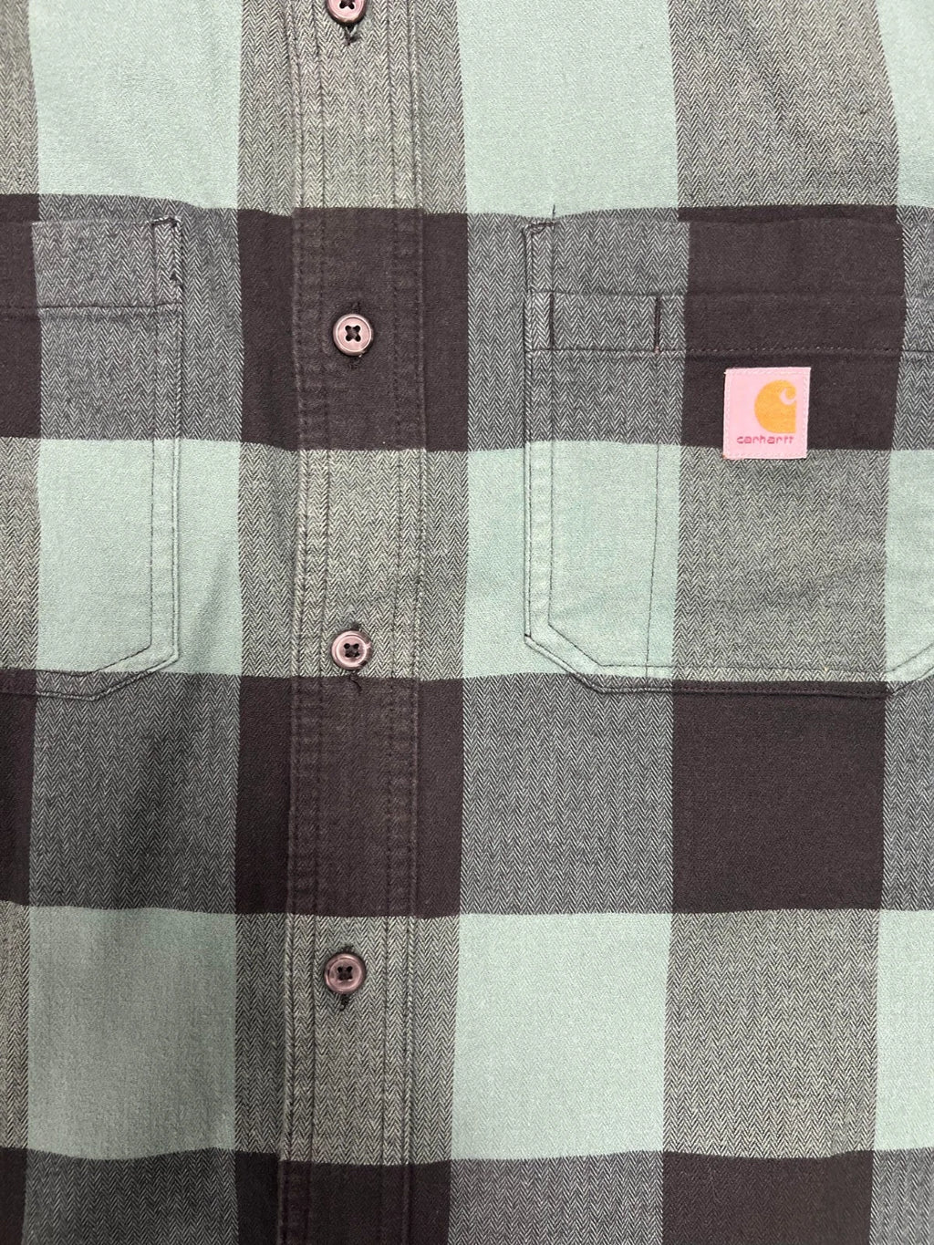 Carhartt Men's Slate Green Plaid Shirt Relaxed Fit Flannel L/S (S360)