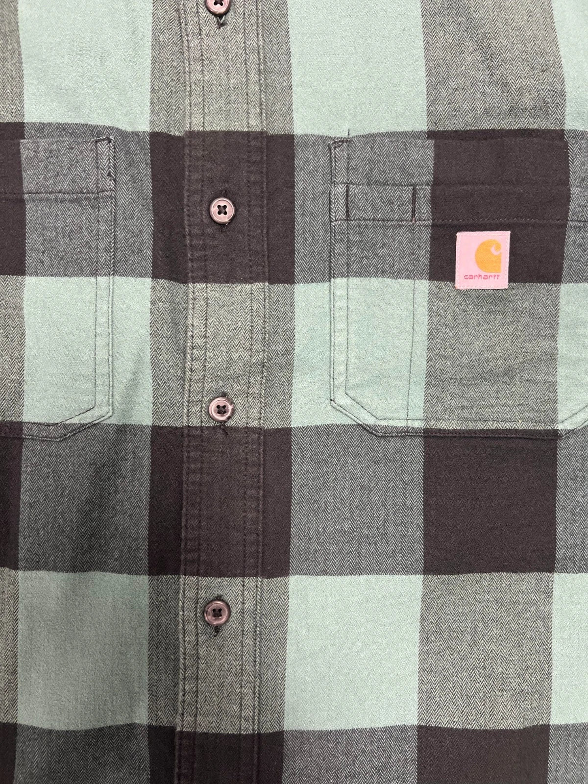 Carhartt Men's Slate Green Plaid Shirt Relaxed Fit Flannel L/S (S360)