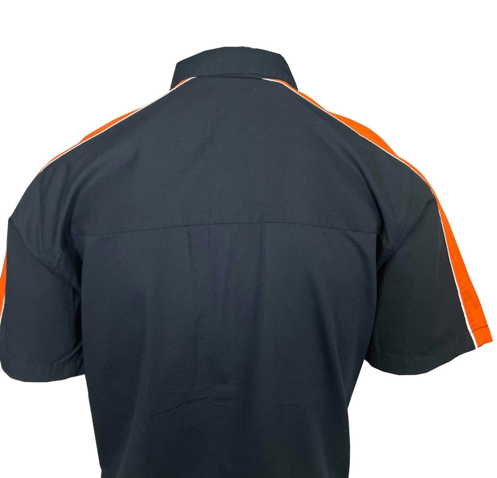 HD Brand Men's Black Shirt Orange Stacked Bar & Shield Colorblock (S350)