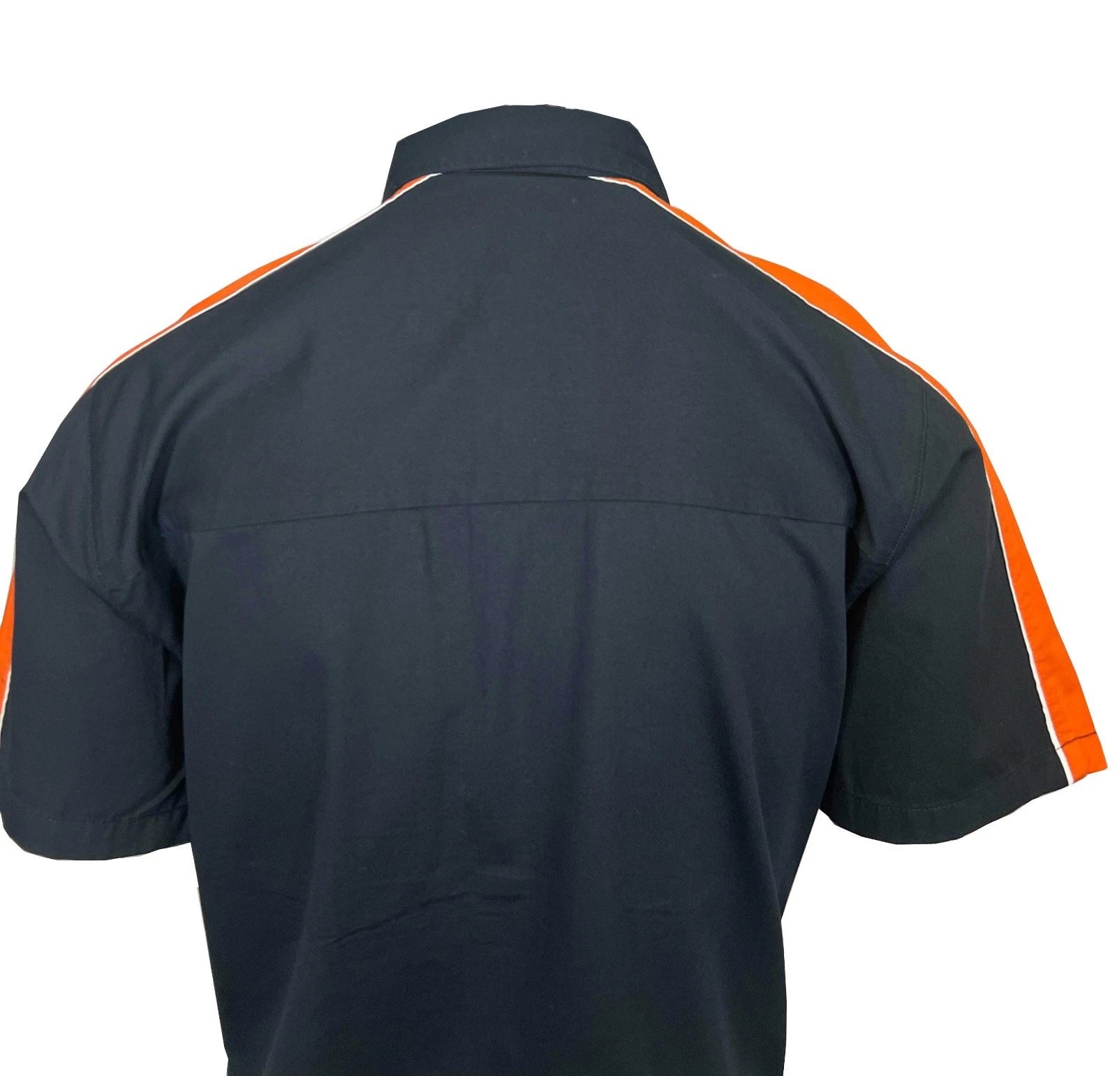 HD Brand Men's Black Shirt Orange Stacked Bar & Shield Colorblock (S350)