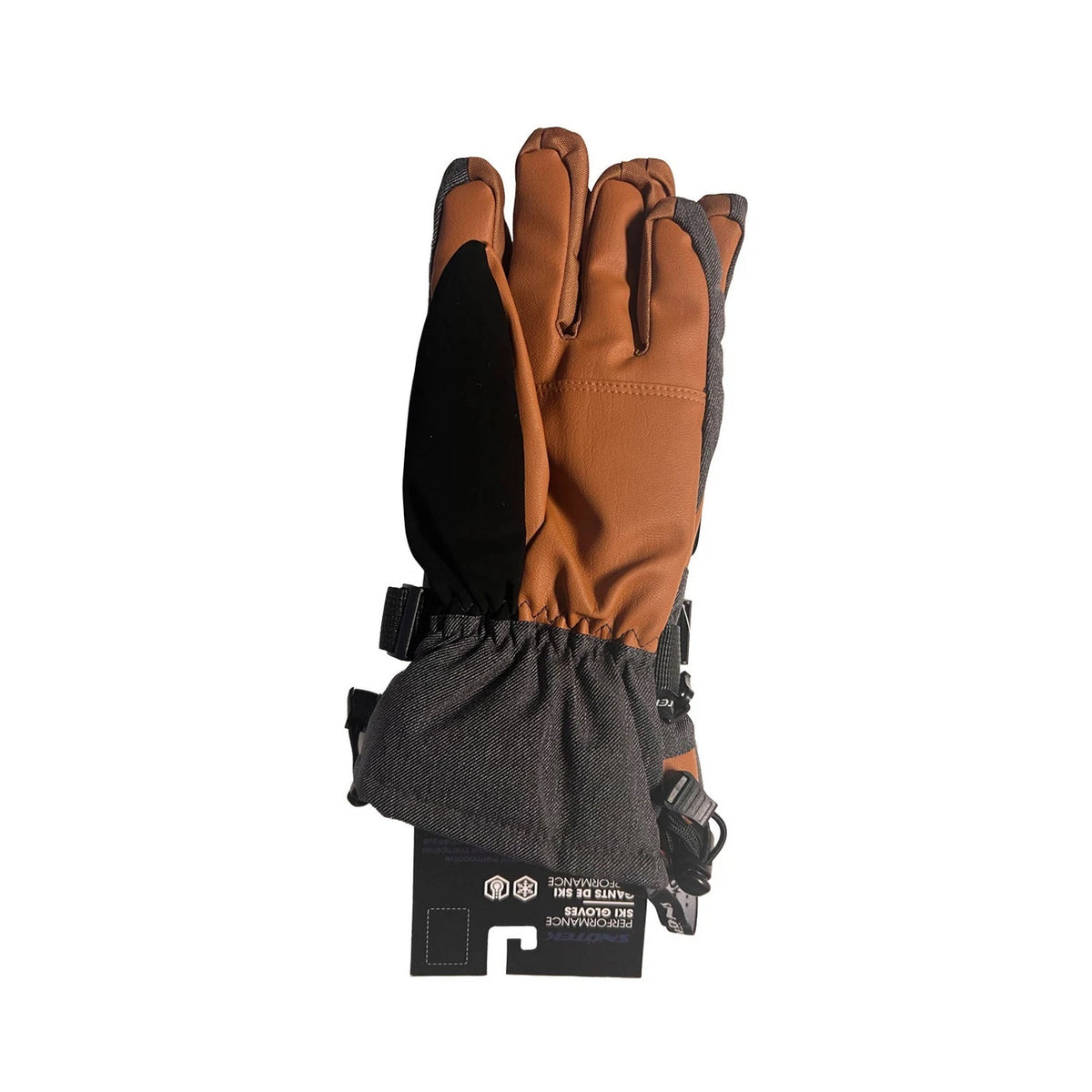 Snotek Men's Dark Tan Gloves - Weatherpoof ST216 Winter Glove 2 Pack (S09)