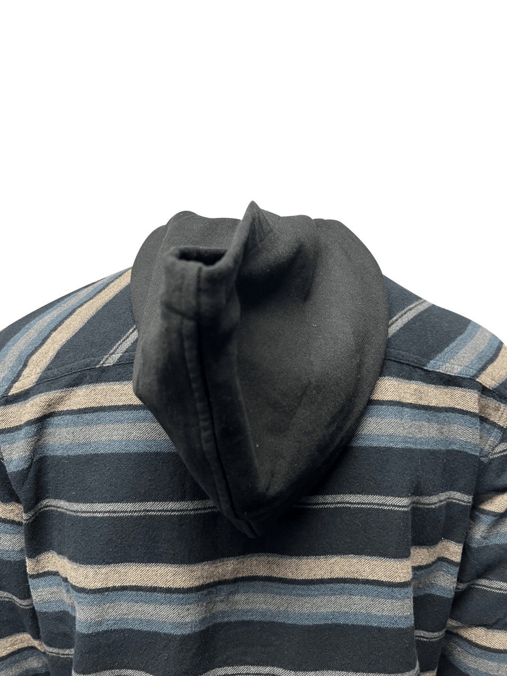 O'Neill Men's Black Flannel Shirt Redmond Hooded Horizontal Striped (S31)