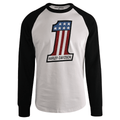 HD Branded Men's T-Shirt Black #1 Race Raglan Graphic Long Sleeve (S27)