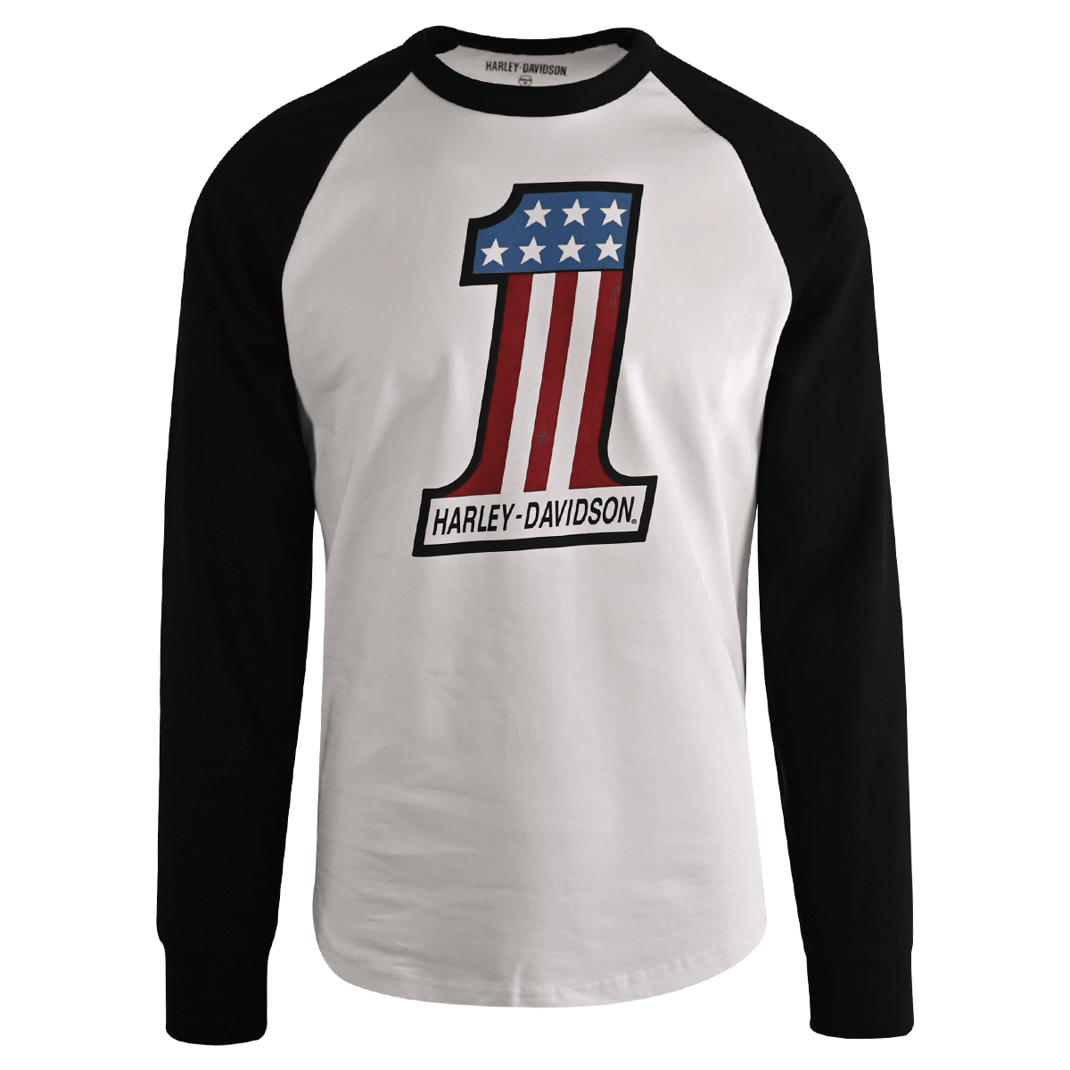 HD Branded Men's T-Shirt Black #1 Race Raglan Graphic Long Sleeve (S27)