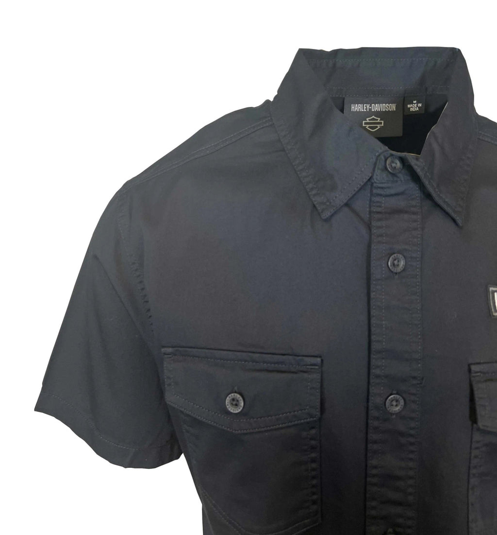 HD Brand Men's Black Shirt Ashes Lightweight Cotton Twill S/S (S346)