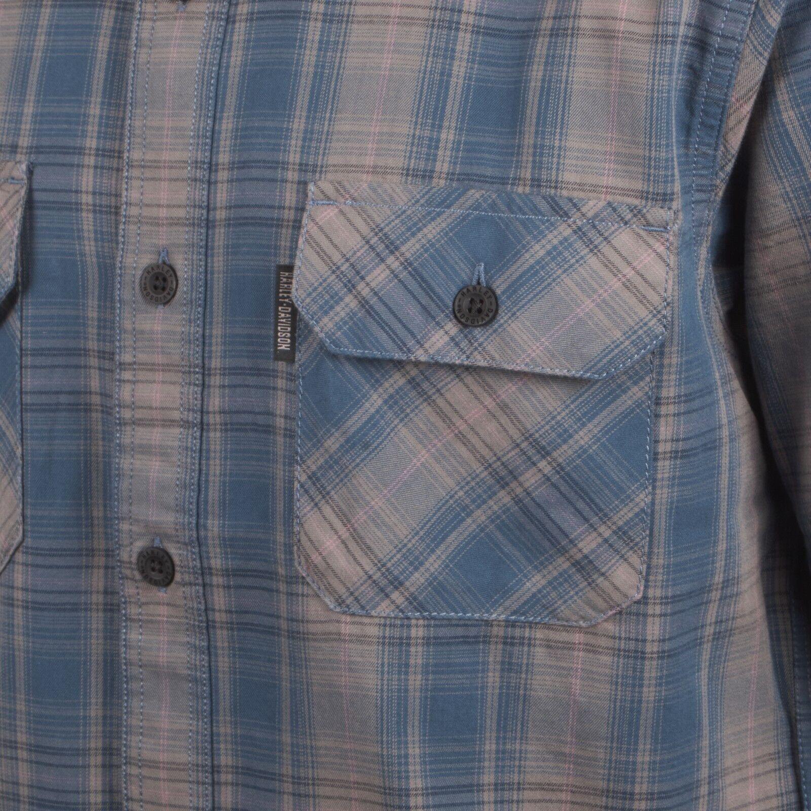HD Branded Men's Blue Grey Plaid Motor Co. Amplifier S/S Woven Shirt (S38)