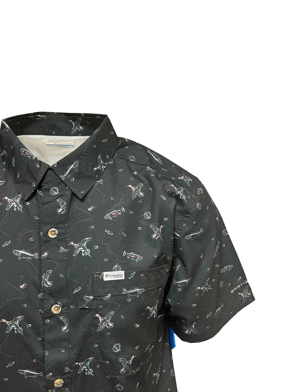 Columbia Men's Black Fish Hunt Shirt Super Slack Tide S/S (007)