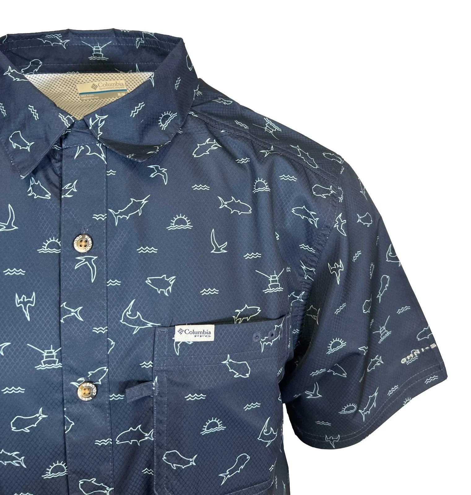 Columbia Men's Blue Shirt Omni-Wick Super Slack Tide S/S (504)