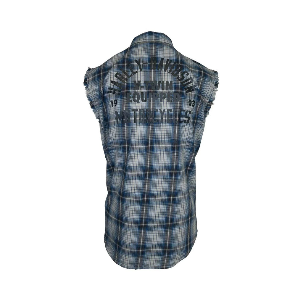 HD Brand Men's Grey & Ensign Blue Vest Logo Patch Sleeveless Shirt (S66)