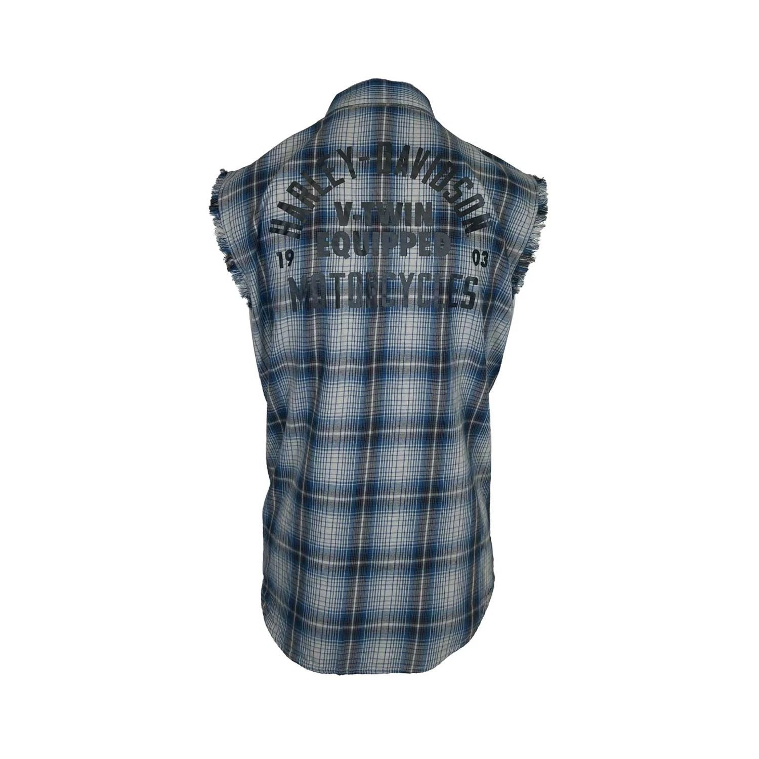 HD Brand Men's Grey & Ensign Blue Vest Logo Patch Sleeveless Shirt (S66)