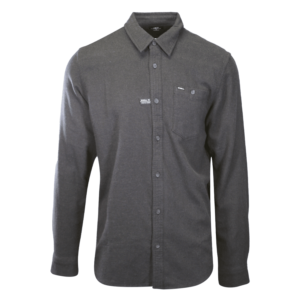 O'Neill Men's Black Shirt Redmond Solid Stretch Flannel Long Sleeve (S20)