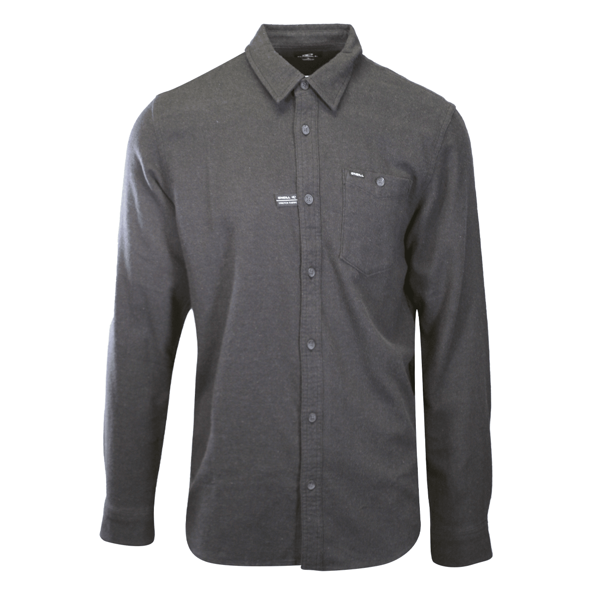 O'Neill Men's Black Shirt Redmond Solid Stretch Flannel Long Sleeve (S20)