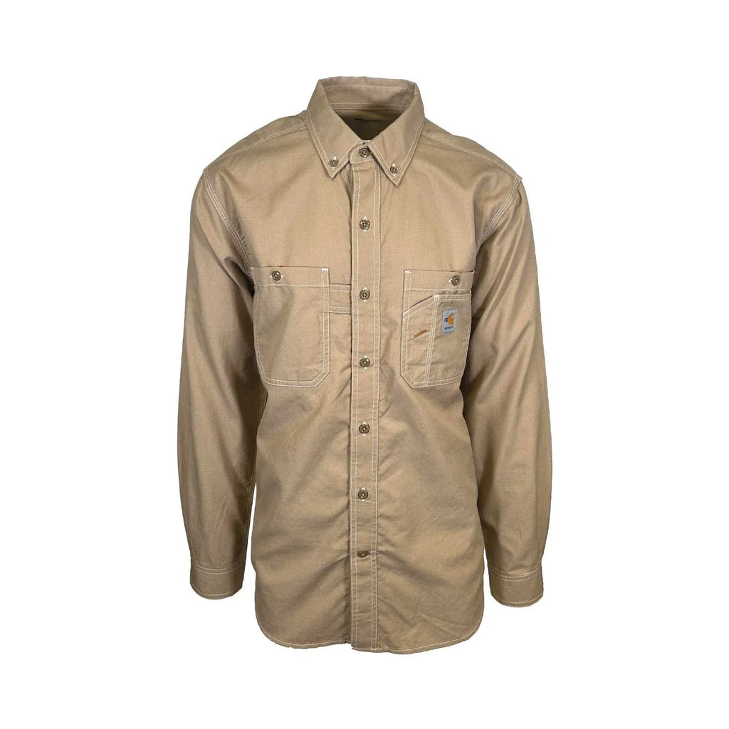 Carhartt FR Men's Dark Khaki Shirt Flame Resistant Long Sleeve Lightweight (S04