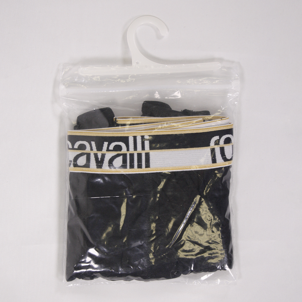 Roberto Cavalli Men's Single Pack Black Stretch Boxer Briefs