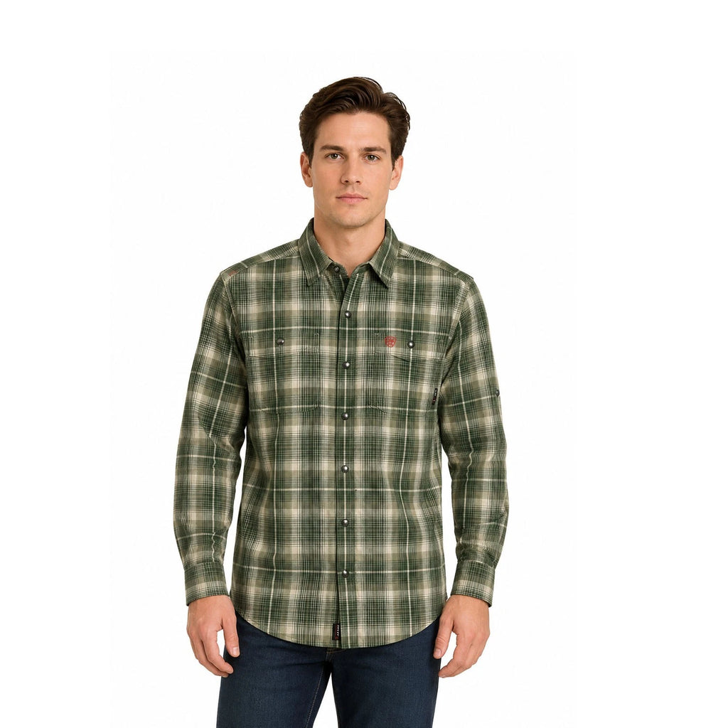 Ariat FR Men's Green Plaid Shirt Monument Jacket Long Sleeve (S59)
