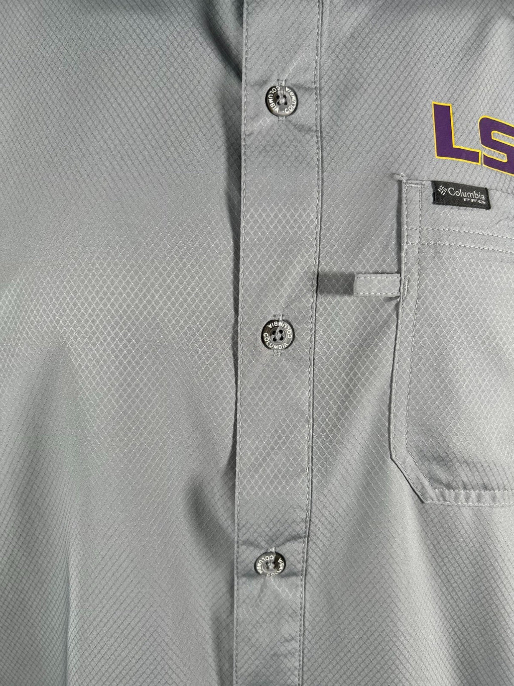 Columbia Men's Gray Shirt LSU Tigers PFG Slack Tide Omni-Shade Camp (334)