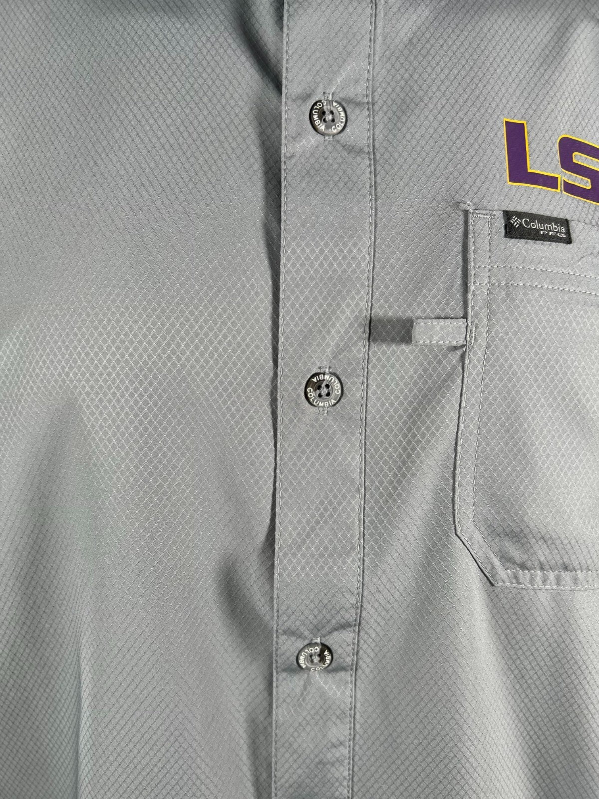 Columbia Men's Gray Shirt LSU Tigers PFG Slack Tide Omni-Shade Camp (334)