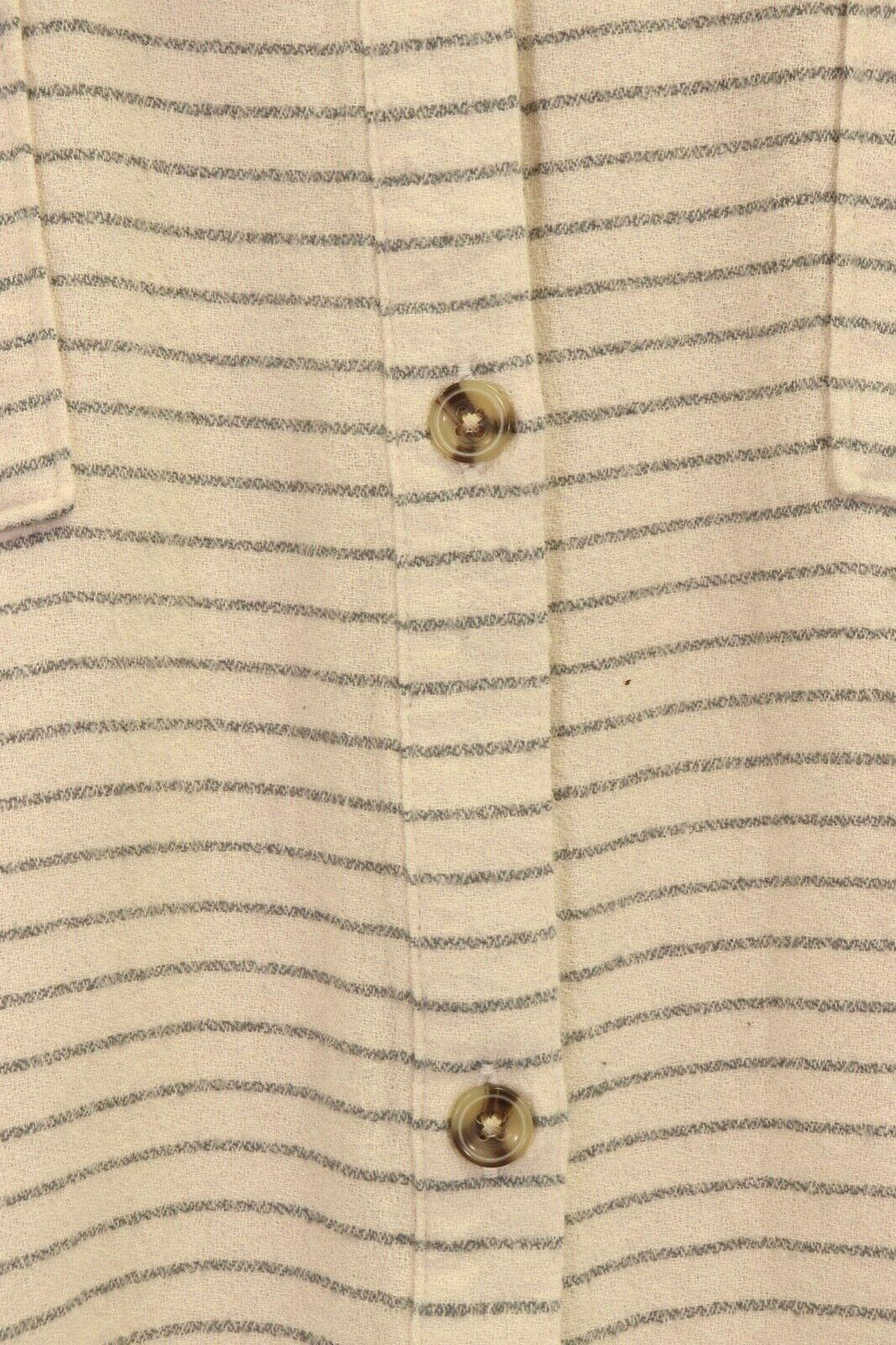 O'Neill Women's Flannel Shirt Horizontal Striped Beige Grey L/S (S17)