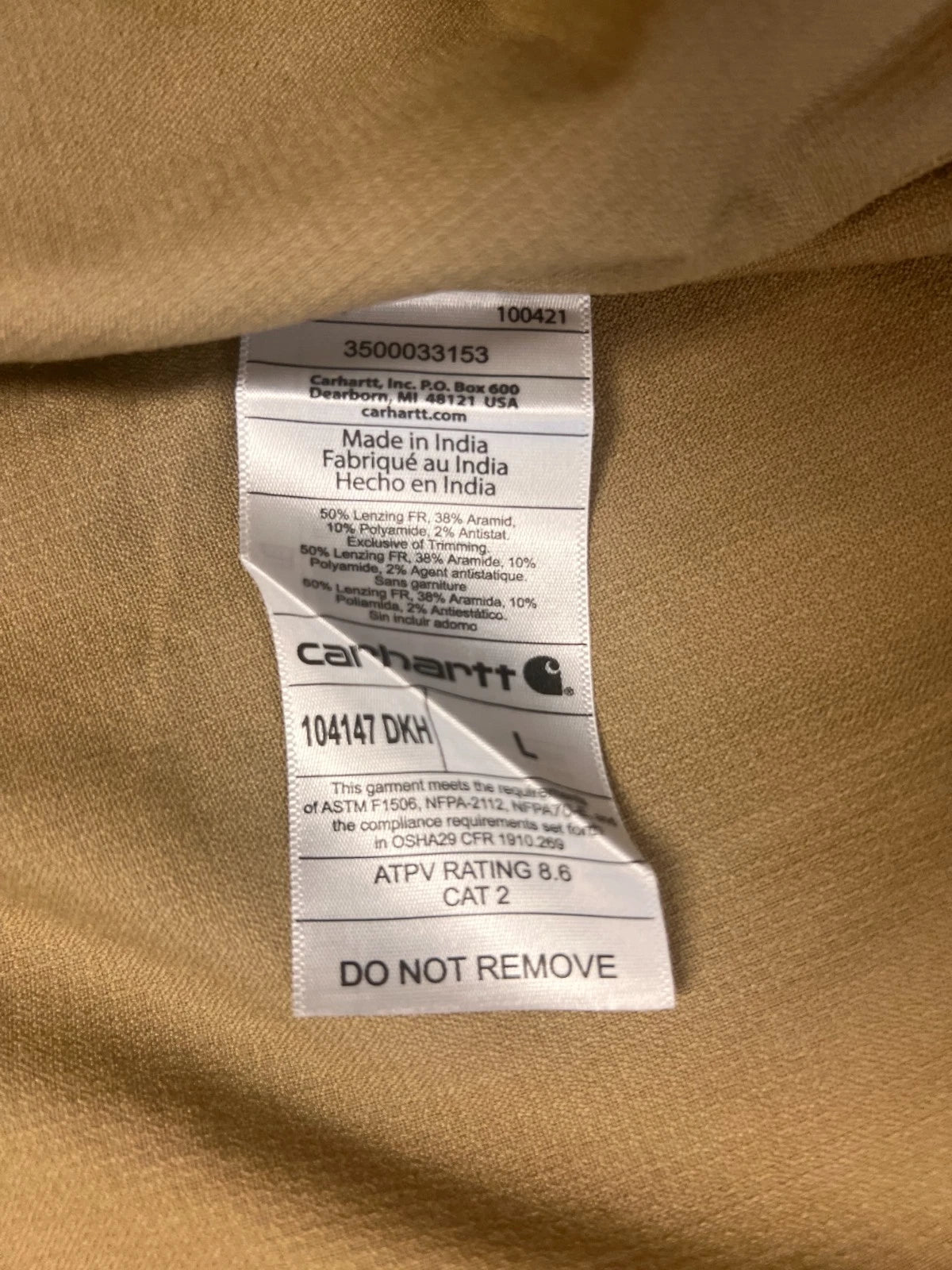 Carhartt FR Women's Dark Khaki Shirt Flame Resistant Long Sleeve Lightweight