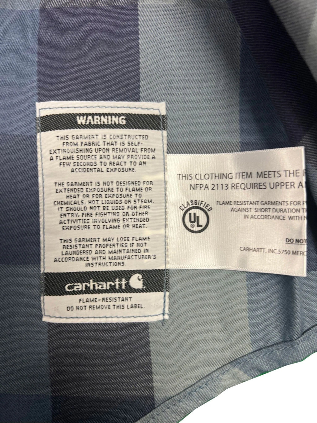 Carhartt FR Men's Blue Shirt Rugged Flex Original Fit Plaid L/S (S368)