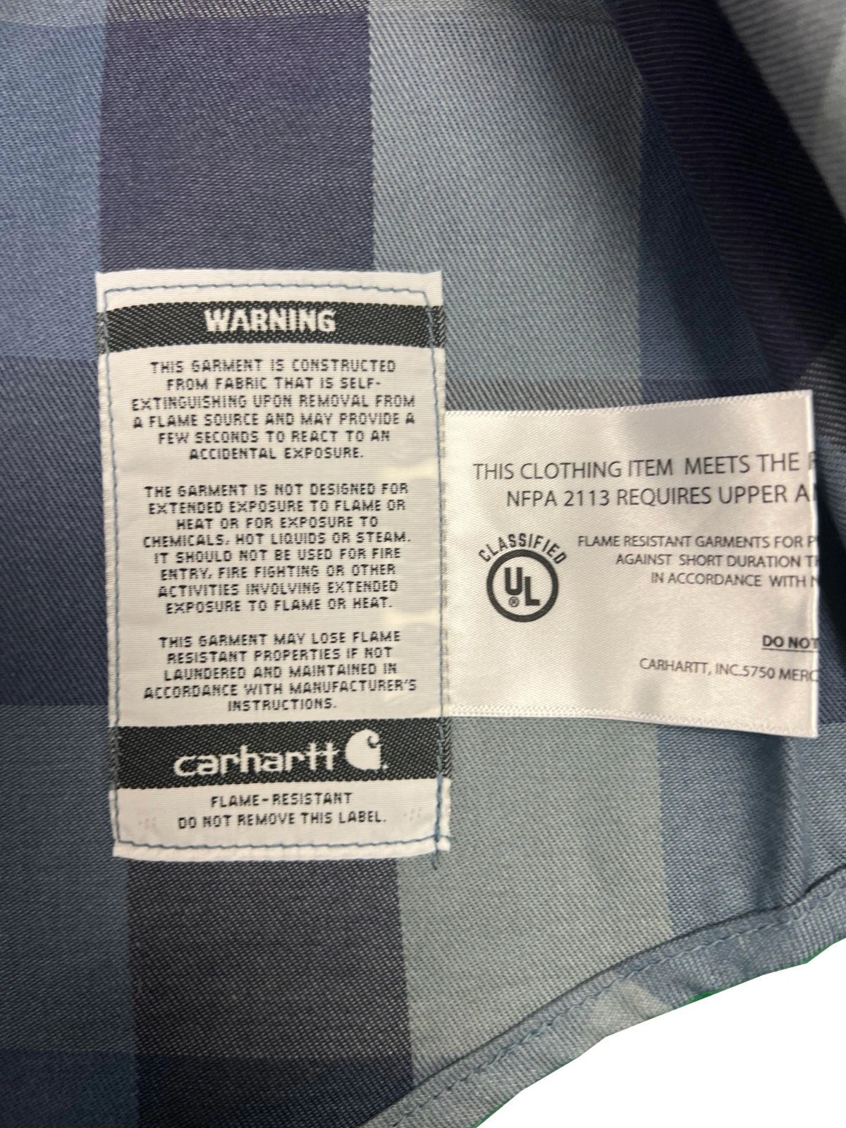 Carhartt FR Men's Blue Shirt Rugged Flex Original Fit Plaid L/S (S368)