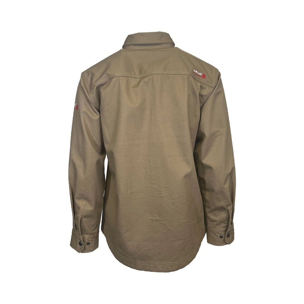 Ariat FR Men's Khaki Shirt Ripstop Softshell Flame Resistant Long Sleeve (S57)