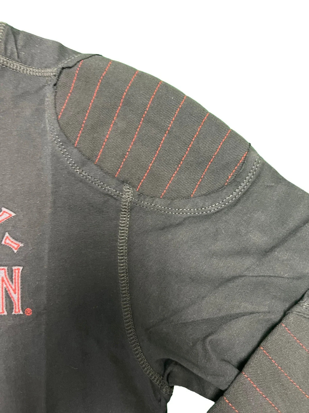 HD Branded Men's Black Shirt Reinforced Ribbed Paneling L/S Tee (S108)