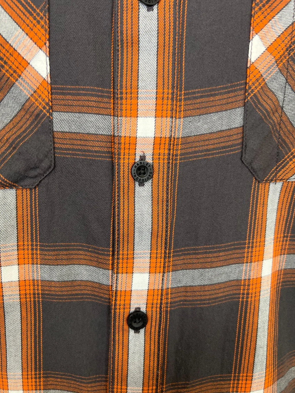 HD Branded  Men's Harley Orange Plaid Shirt Bar & Shield Staple S/S (344)