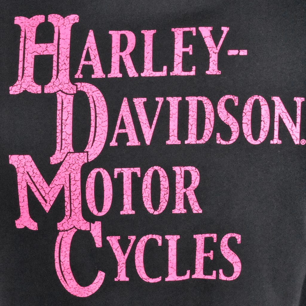 HD Branded Women's Black Pink Logo Graphic Print Short Sleeve Tee (S16)