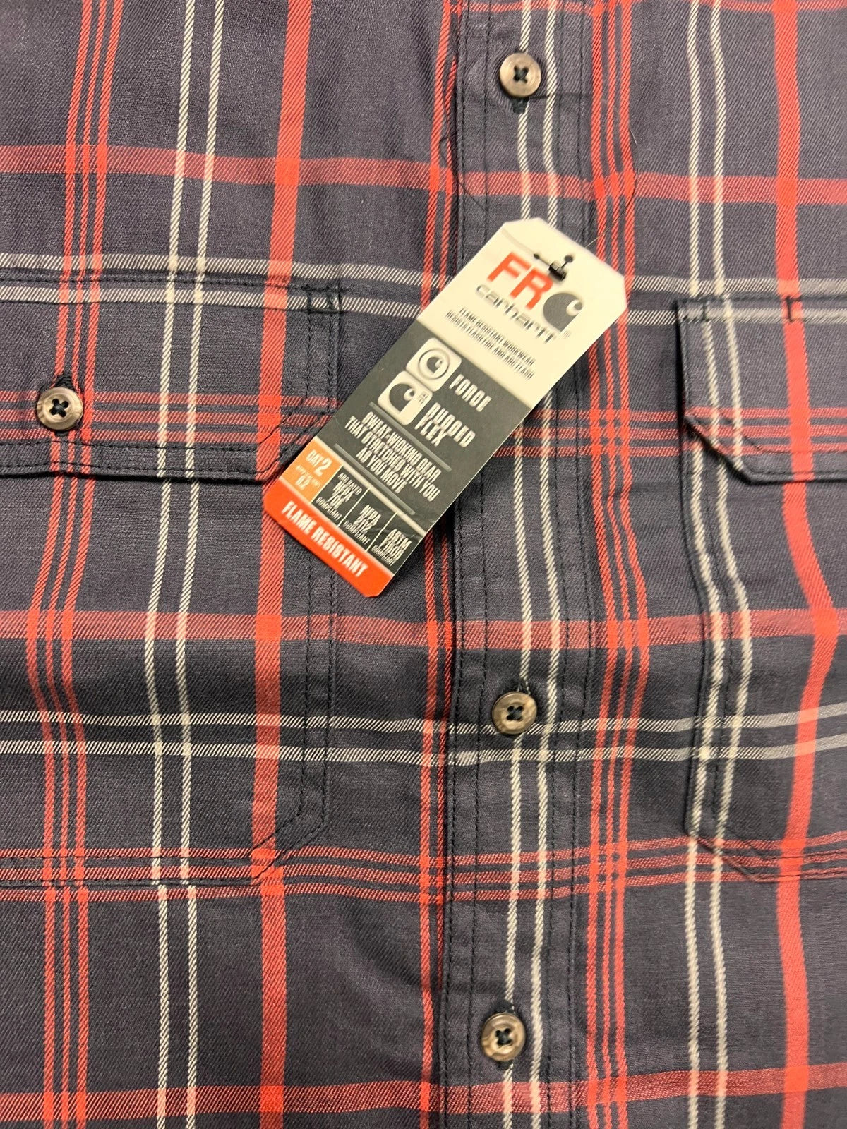 Carhartt FR Men's Red Plaid Shirt - Rugged Flex Work Wear L/S CAT 2 (S370)