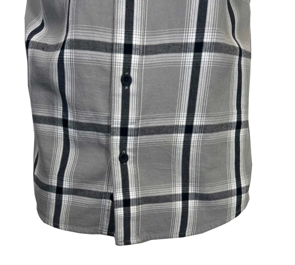 HD Branded  Men's Ghost Gray Plaid Shirt Bar & Shield Staple S/S (343)