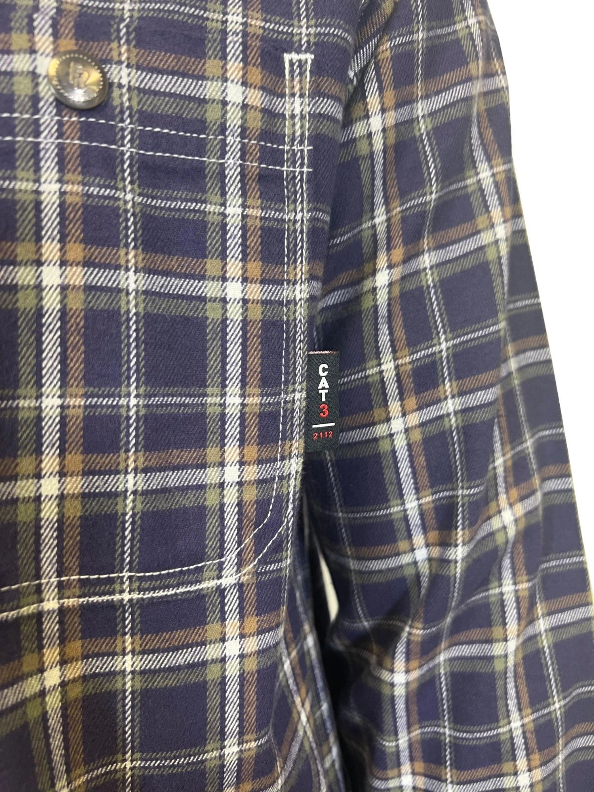 Ariat FR Men's Navy Plaid Shirt Monument Jacket Long Sleeve (S61)