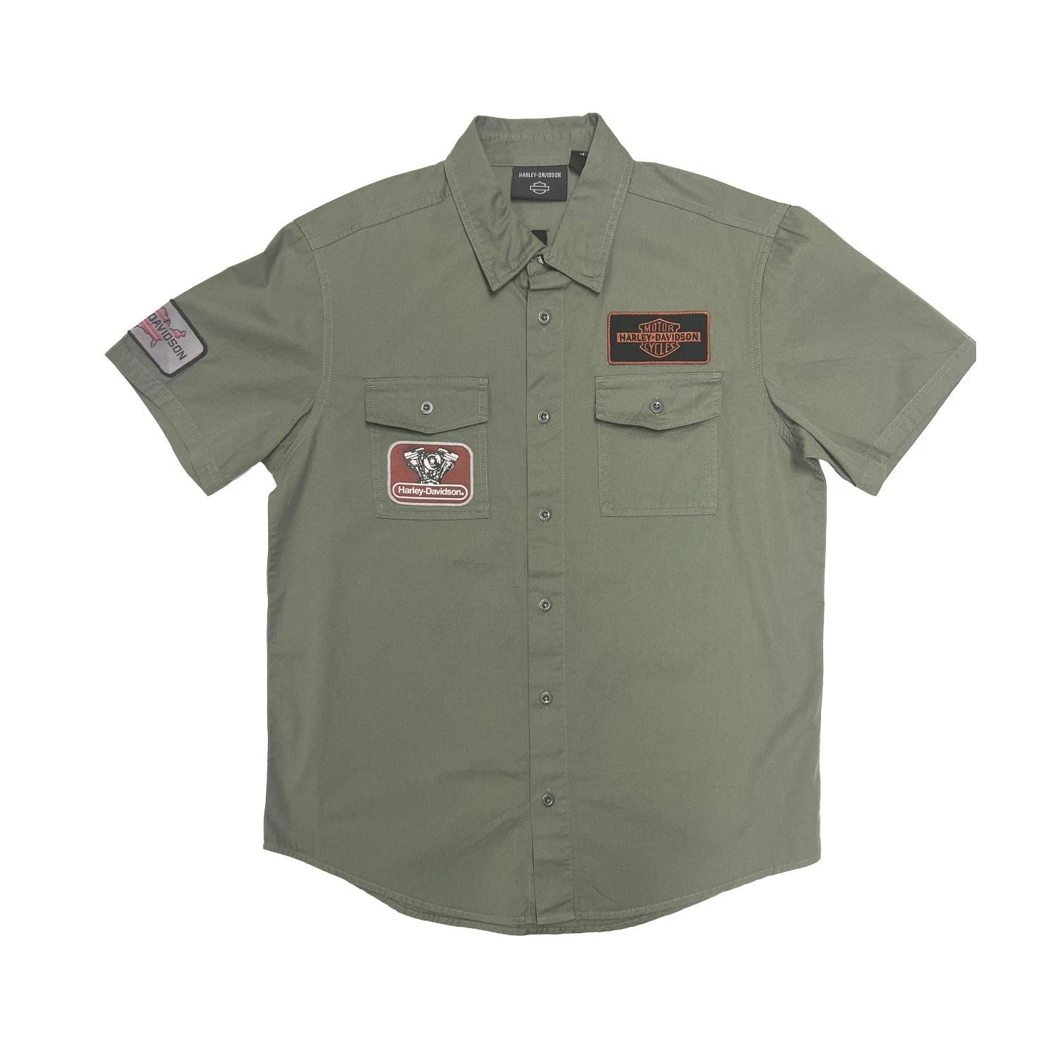 HD Brand Men's Mechanics Green Shirt V-Twin Equipped Solid S/S (S72)