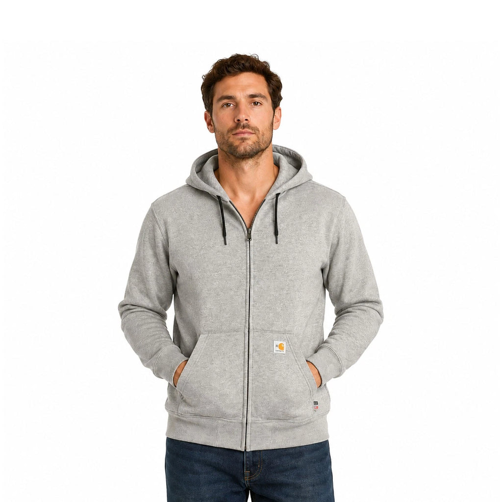 Carhartt FR Men's Grey Sweatshirt Midweight Hooded Zip Front (S41)