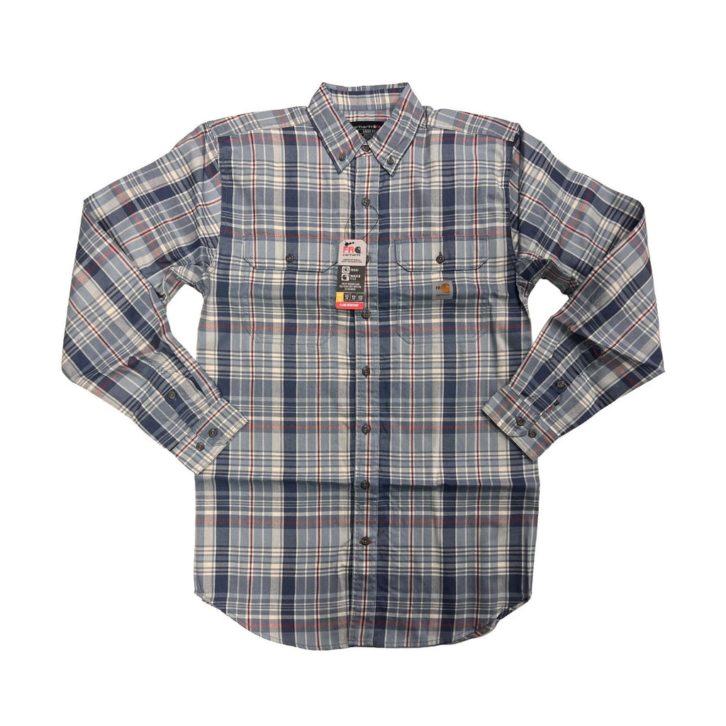 Carhartt FR Men's Slate Blue Plaid Shirt -Rugged Flex Work Wear L/S CAT 2 (S371)
