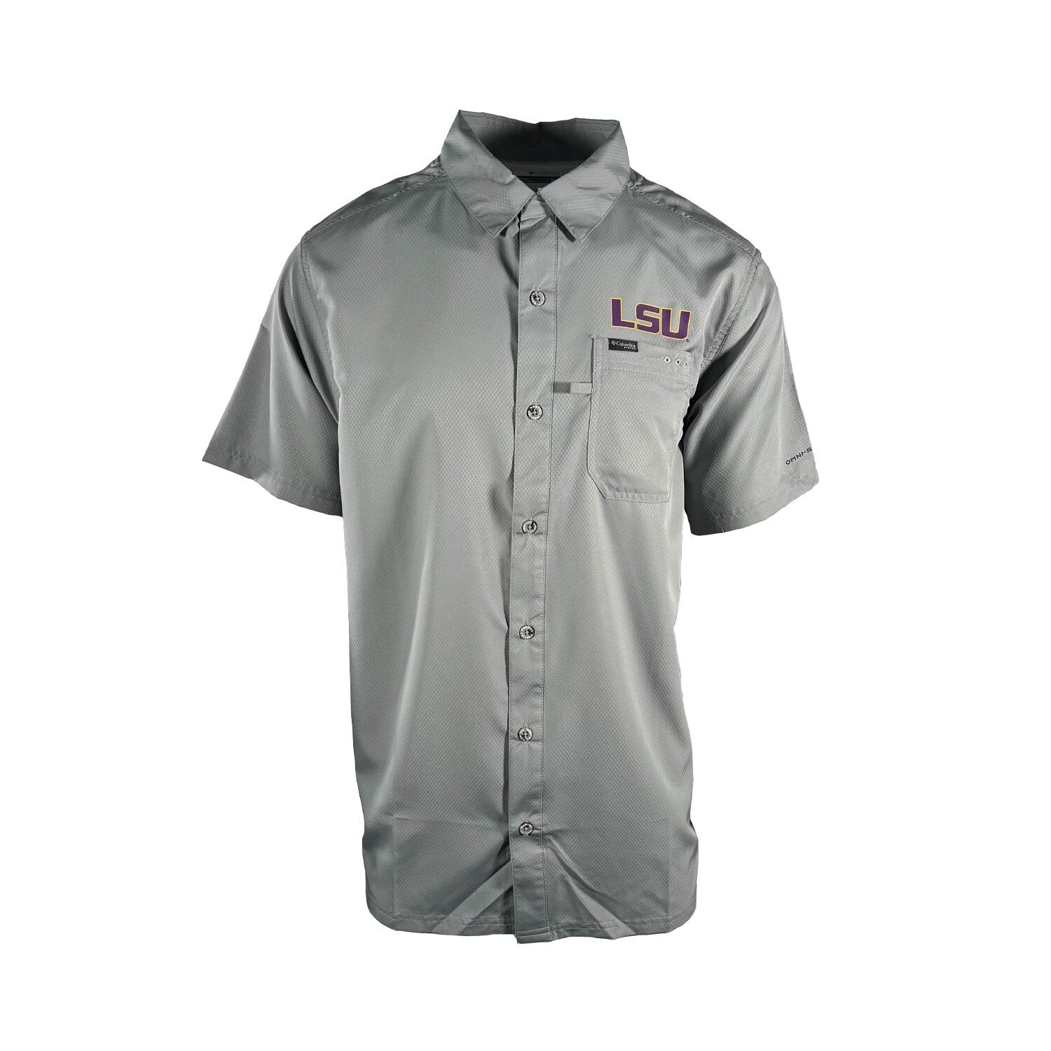 Columbia Men's Gray Shirt LSU Tigers PFG Slack Tide Omni-Shade Camp (334)