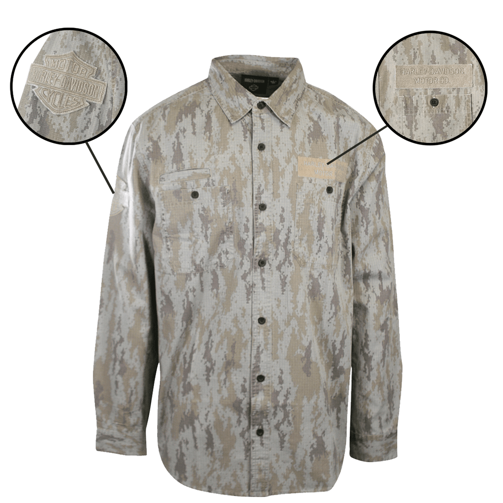 HD Branded Men's Shirt Camouflage Park Shirt L/S Woven (S57)