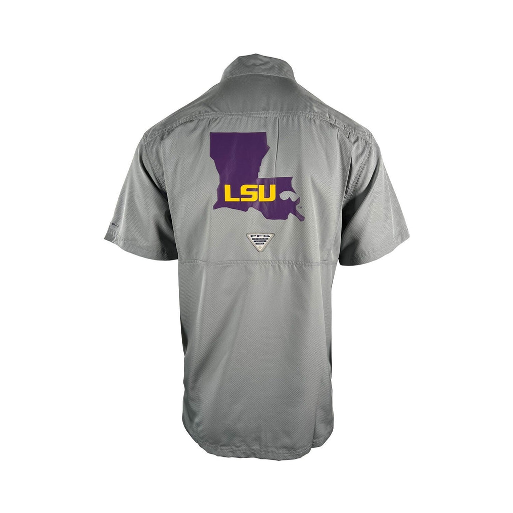 Columbia Men's Gray Shirt LSU Tigers PFG Slack Tide Omni-Shade Camp (334)
