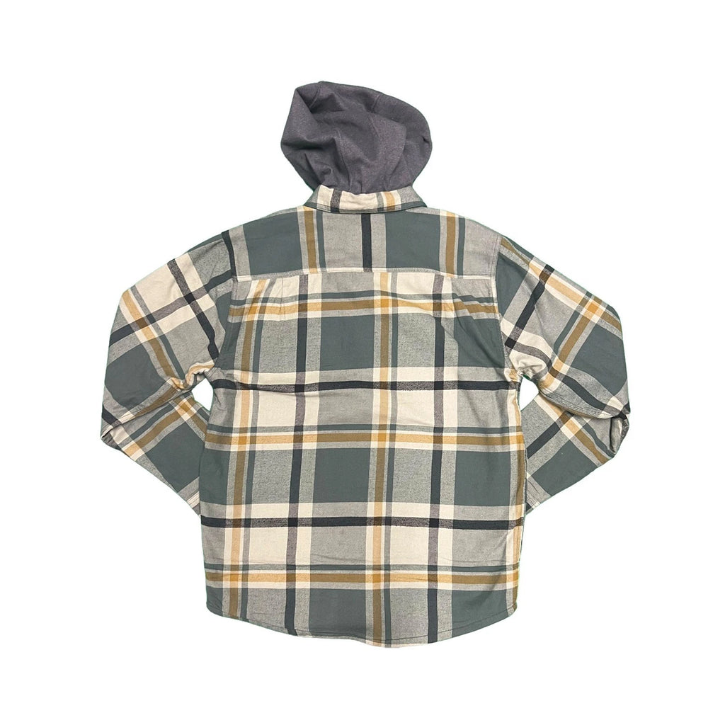 Carhartt Men's Green Shirt Rugged Flex Hooded Plaid Fleece Lined Shacket (S049)
