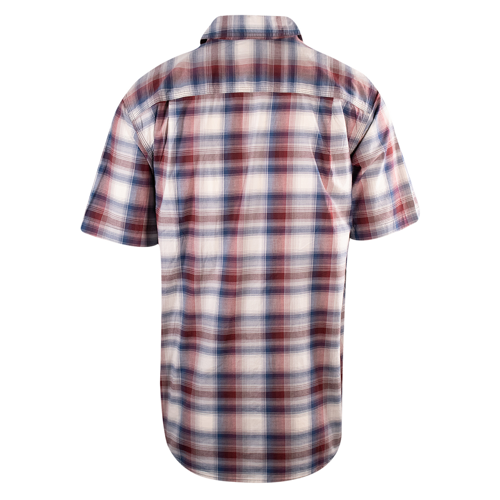 Carhartt Men's Maroon Off White Blue Relaxed Fit S/S Woven Shirt (S14)