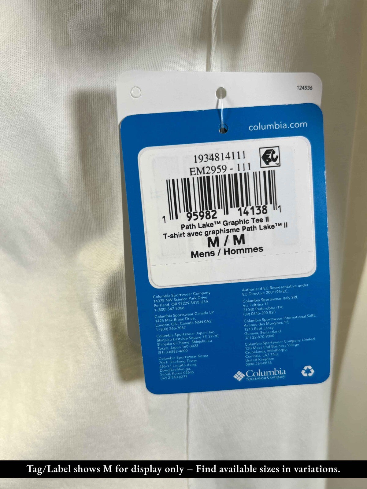 Columbia Men's White T-Shirt Path Lake II Graphic Circular Linescape S/S (S06)