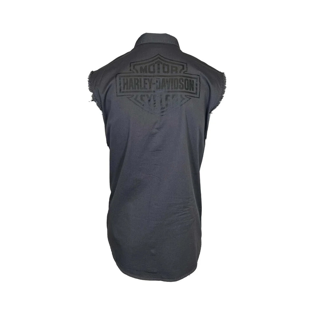 HD Branded  Men's Dark Grey Vest Logo Patch Sleeveless Shirt (S68)